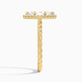 Marquise Halo Cabled Lab Grown Diamond Engagement Ring In 14K Yellow Gold, Side View