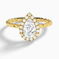 Pear Halo Cabled Lab Grown Diamond Engagement Ring In 14K Yellow Gold - Lucenjuri