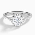 Round Luxe Halo And Twisted Shank Lab Diamond Engagement Ring In Platinum - Lucenjuri
