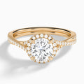 Round Luxe Halo And Twisted Shank Lab Diamond Engagement Ring In 14K Rose Gold - Lucenjuri