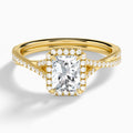 Radiant Luxe Halo And Twisted Shank Lab Diamond Engagement Ring In 14K Yellow Gold - Lucenjuri