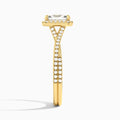 Radiant Luxe Halo And Twisted Shank Lab Diamond Engagement Ring In 14K Yellow Gold, Side View