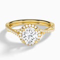 Round Luxe Halo And Twisted Shank Lab Diamond Engagement Ring In 14K Yellow Gold - Lucenjuri