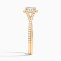 Asscher Halo Twisted Shank Lab Diamond Engagement Ring In 14K Rose Gold, Side View