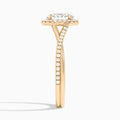 Oval Halo Twisted Shank Lab Diamond Engagement Ring In 14K Rose Gold, Side View