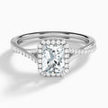 Radiant Halo Twisted Shank Lab Diamond Engagement Ring In 14K White Gold - Lucenjuri