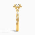 Round Halo Twisted Shank Lab Diamond Engagement Ring In 18K Yellow Gold, Side View