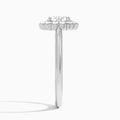 Round Floral Halo Lab Grown Diamond Engagement Ring In 14K White Gold, Side View