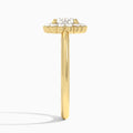 Round Floral Halo Lab Grown Diamond Engagement Ring In 18K Yellow Gold, Side View