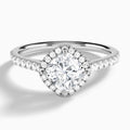 Cushion Amara Kite Set Halo Engagement Ring In 18K White Gold - Lucenjuri