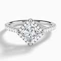 Princess Amara Kite Set Halo Engagement Ring In 18K White Gold - Lucenjuri
