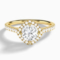 Round Amara Kite Set Halo Engagement Ring In 18K Yellow Gold - Lucenjuri