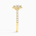 Round Amara Kite Set Halo Engagement Ring In 18K Yellow Gold, Side View