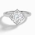 Round Compass Halo Lab Grown Diamond Engagement Ring In Platinum - Lucenjuri