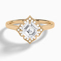 Asscher Compass Halo Lab Grown Diamond Engagement Ring In 14K Rose Gold - Lucenjuri