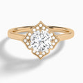 Round Compass Halo Lab Grown Diamond Engagement Ring In 14K Rose Gold - Lucenjuri