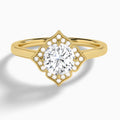 Round Compass Halo Lab Grown Diamond Engagement Ring In 18K Yellow Gold - Lucenjuri