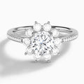 Round Celestia Halo Engagement Diamond Ring In 14K White Gold - Lucenjuri