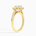 Cushion Celestia Halo Engagement Diamond Ring In 14K Yellow Gold, Angle View