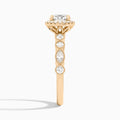 Round Honoria Halo Lab Grown Diamond Engagement Ring In 14K Rose Gold, Side View