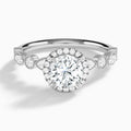 Round Honoria Halo Lab Grown Diamond Engagement Ring In 14K White Gold - Lucenjuri