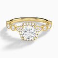 Cushion Honoria Halo Lab Grown Diamond Engagement Ring In 18K Yellow Gold - Lucenjuri
