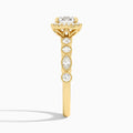 Cushion Honoria Halo Lab Grown Diamond Engagement Ring In 18K Yellow Gold, Side View