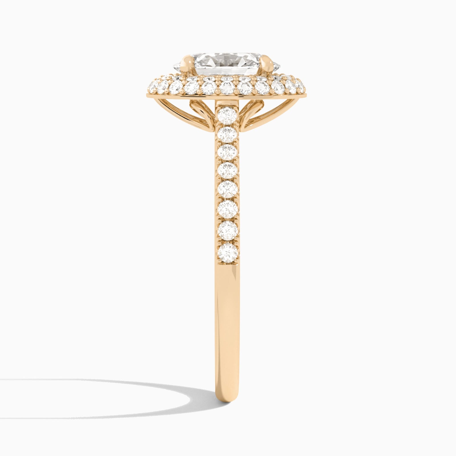 Oval Evermore Lab Grown Diamond Engagement Ring In 14K Rose Gold, Side View
