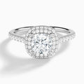 Cushion Evermore Lab Grown Diamond Engagement Ring In 14K White Gold - Lucenjuri