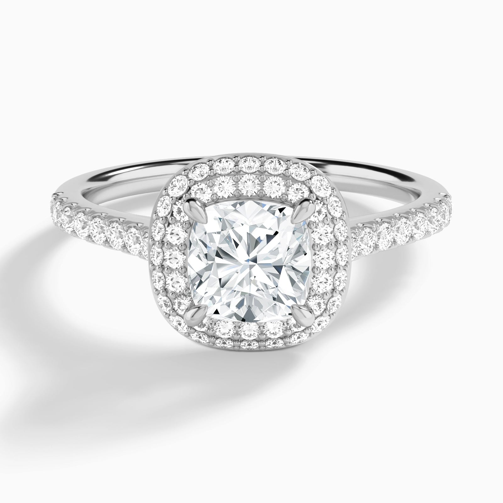Cushion Evermore Lab Grown Diamond Engagement Ring In 14K White Gold - Lucenjuri