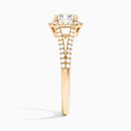 Round Halo Split Shank Lab Diamond Engagement Ring In 14K Rose Gold, Side View