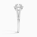Round Halo Split Shank Lab Diamond Engagement Ring In 14K White Gold, Side View