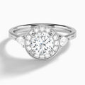 Round Halo Shaped Side Stone Lab Diamond Engagement Ring In Platinum - Lucenjuri