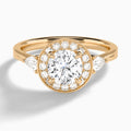 Round Halo Shaped Side Stone Lab Diamond Engagement Ring In 14K Rose Gold - Lucenjuri