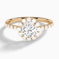 Round Luminous Halo Lab Diamond Engagement Ring In 14K Rose Gold - Lucenjuri