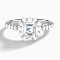 Asscher Luminous Halo Lab Diamond Engagement Ring In 18K White Gold - Lucenjuri