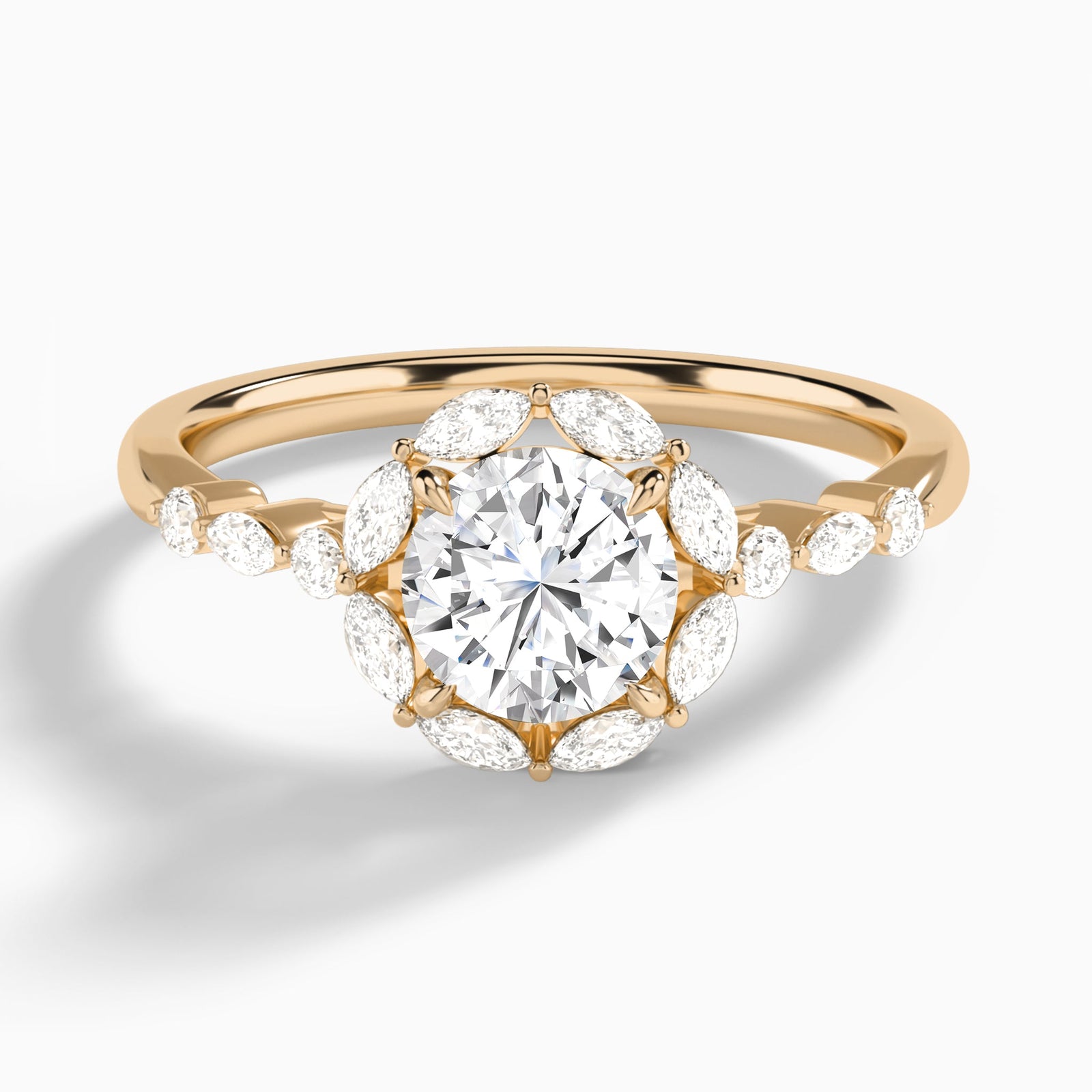 Round Seraphina Halo Lab Grown Diamond Engagement Ring In 14K Rose Gold - Lucenjuri