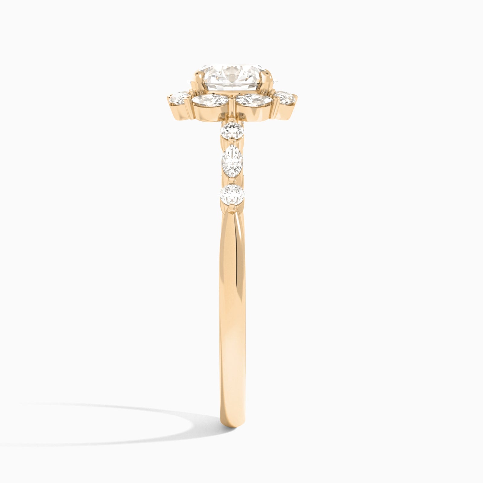 Round Seraphina Halo Lab Grown Diamond Engagement Ring In 14K Rose Gold, Side View