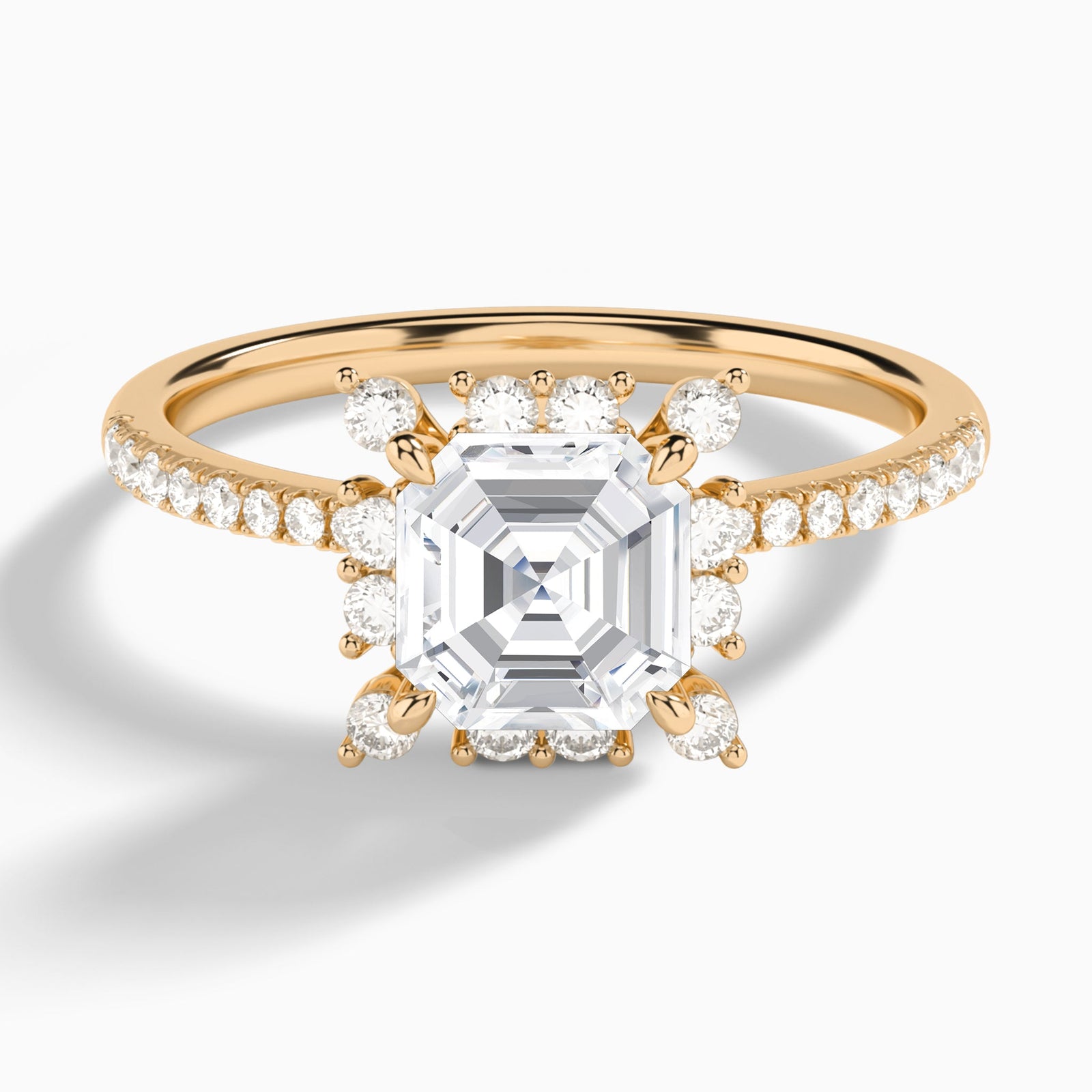 Asscher Lucinda Halo Lab Grown Diamond Engagement Ring In 14K Rose Gold - Lucenjuri