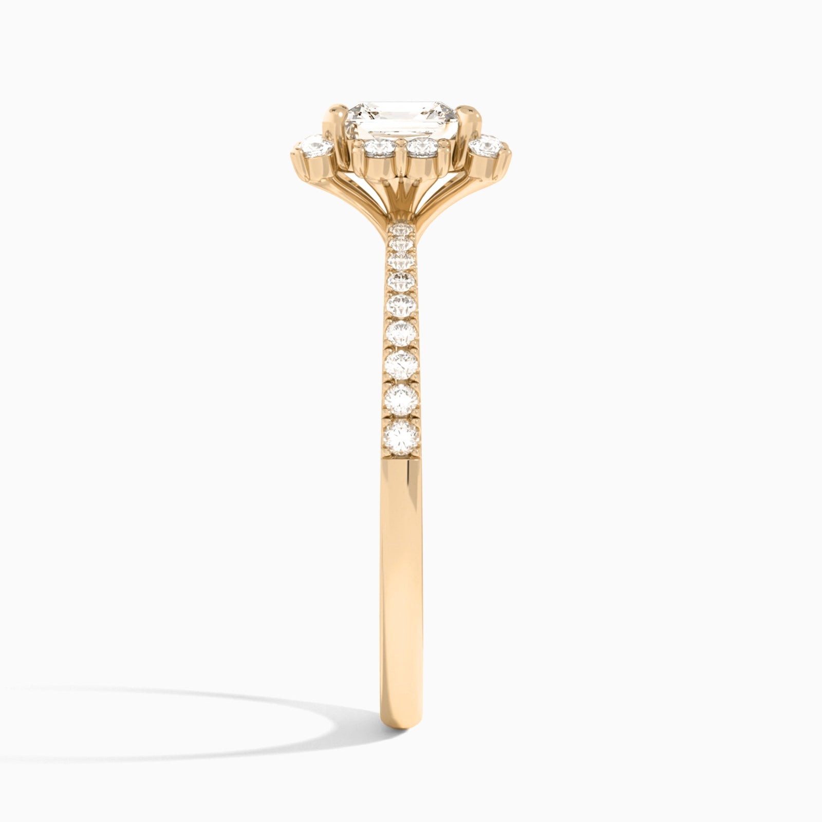 Asscher Lucinda Halo Lab Grown Diamond Engagement Ring In 14K Rose Gold, Side View