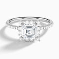 Asscher Lucinda Halo Lab Grown Diamond Engagement Ring In 18K White Gold - Lucenjuri