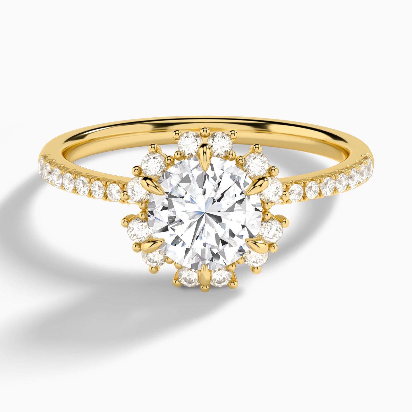 Round Lucinda Halo Lab Grown Diamond Engagement Ring In 18K Yellow Gold - Lucenjuri