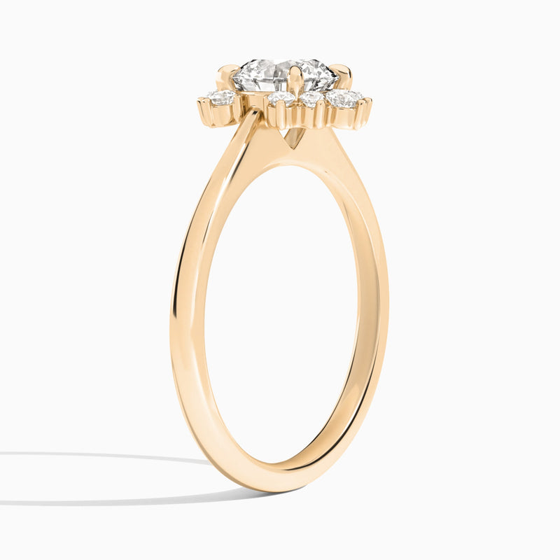 Round Winifred Lab Grown Diamond Engagement Ring In 14K Rose Gold, Angle View