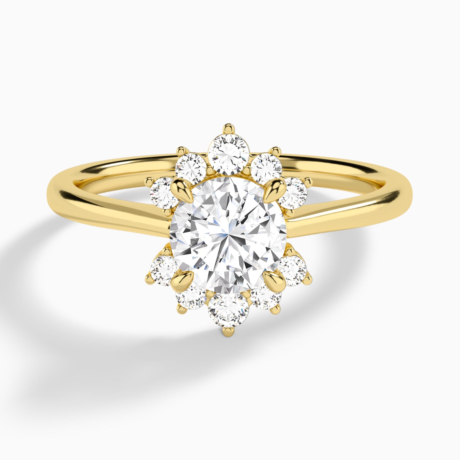 Round Winifred Lab Grown Diamond Engagement Ring In 14K Yellow Gold - Lucenjuri