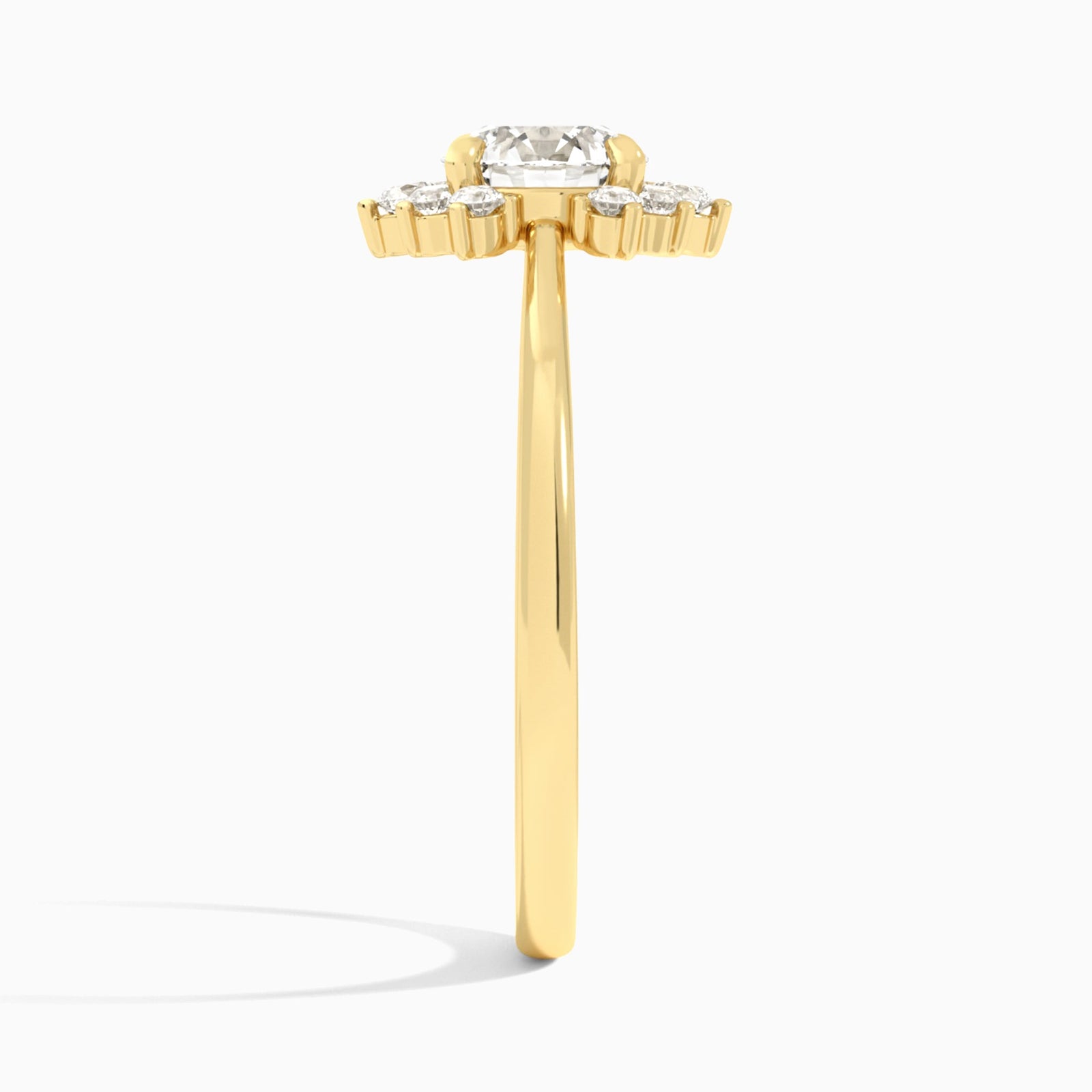 Round Winifred Lab Grown Diamond Engagement Ring In 14K Yellow Gold, Side View