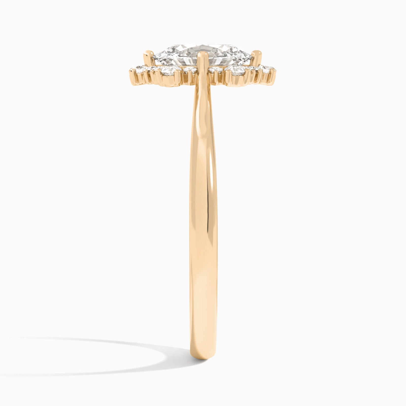 Oval Marguerite Lab Grown Diamond Engagement Ring In 14K Rose Gold, Side View