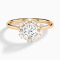 Round Marguerite Lab Grown Diamond Engagement Ring In 14K Rose Gold - Lucenjuri