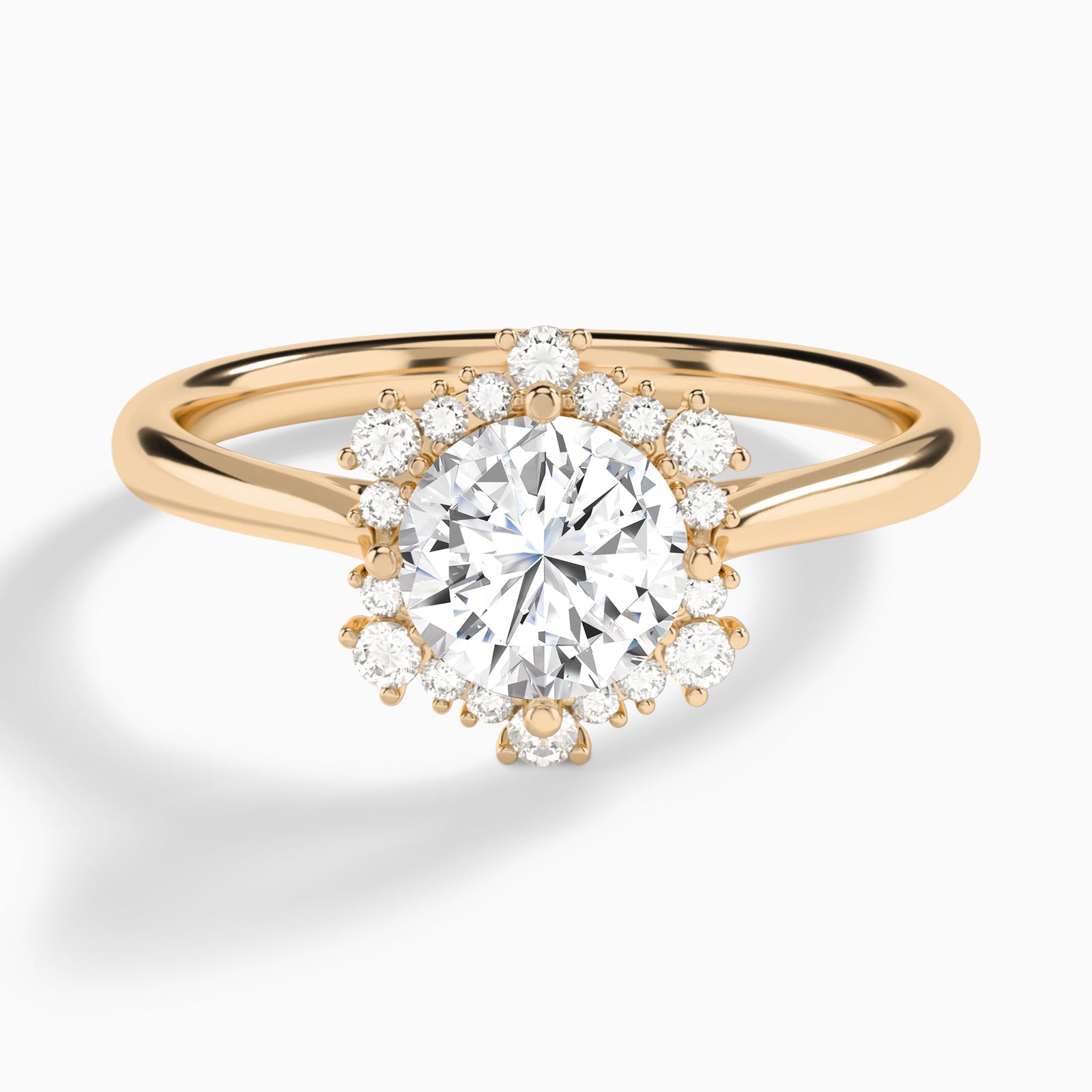 Round Marguerite Lab Grown Diamond Engagement Ring In 14K Rose Gold - Lucenjuri