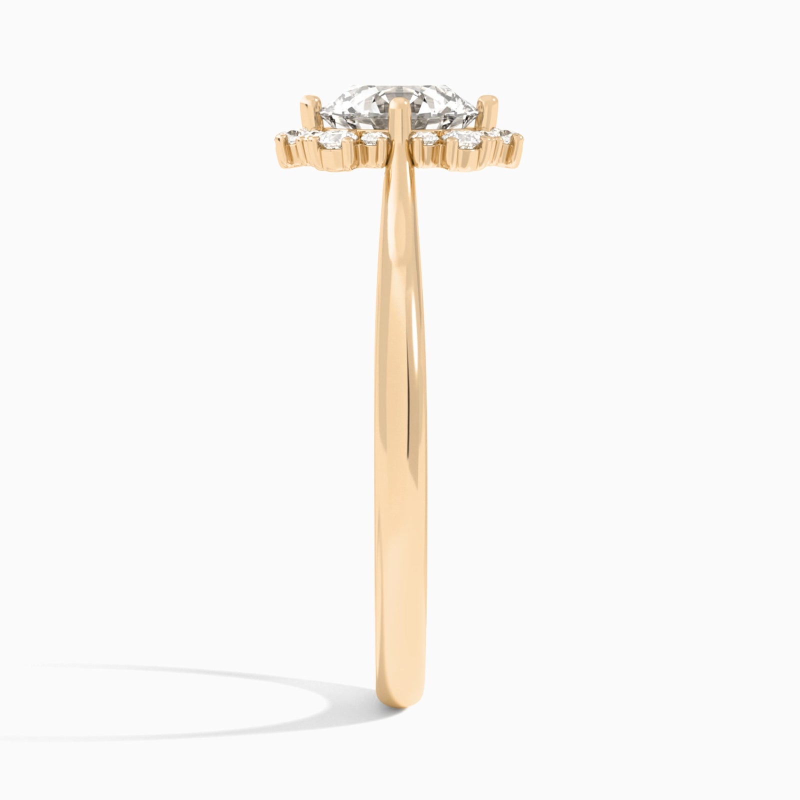Round Marguerite Lab Grown Diamond Engagement Ring In 14K Rose Gold, Side View