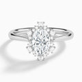 Oval Marguerite Lab Grown Diamond Engagement Ring In 14K White Gold - Lucenjuri
